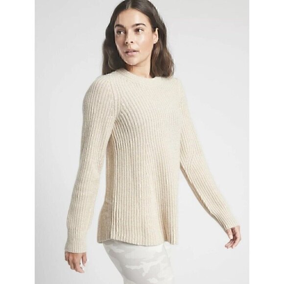 Athleta Sierra Wool Blend Ivory Sweater Women’s Size Small - Picture 2 of 7